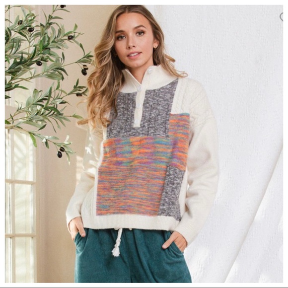 19 Fabulous Boho Button Trimmed Front Sweater - Picture 2 of 7